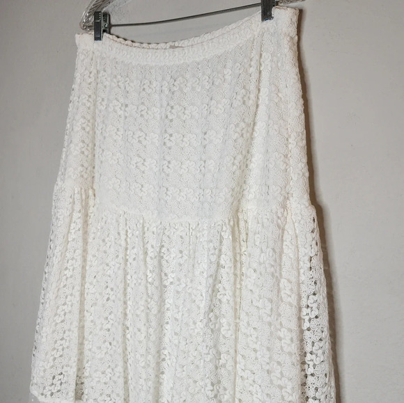 Retro Threads Crochet lace mesh tiered Hankerchief Hem white pullon skirt XXL - Picture 13 of 17